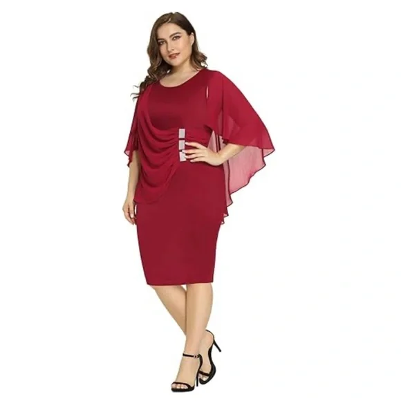 🎉 HP 🎉 Hanna Nikole Maroon Pencil Style Cocktail Dress - Picture 2 of 10
